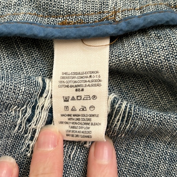 FREE PEOPLE DISTRESSED DENIM BOMBER JACKET - Picture 9 of 15